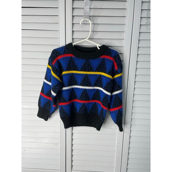 Electric Kids blue black yellow red white sweater toddler boy size 4 - Picture 1 of 3